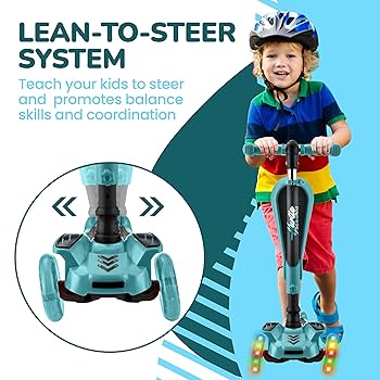 Hurtle Kids Scooter, 3 Wheel Scooter for Kids, Foldable Kick